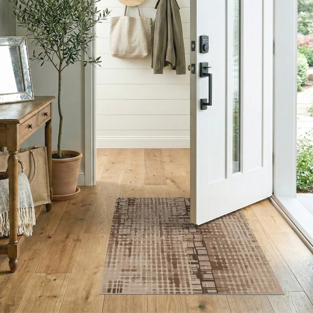 Brown Abstract Block Area Rug