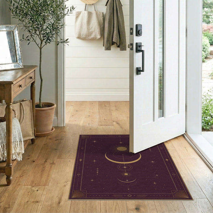 Celestial Moon Phase Purple Area Rug