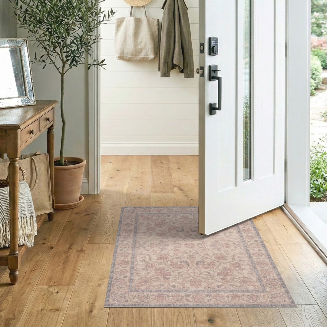 Beige Floral Vintage Area Rug