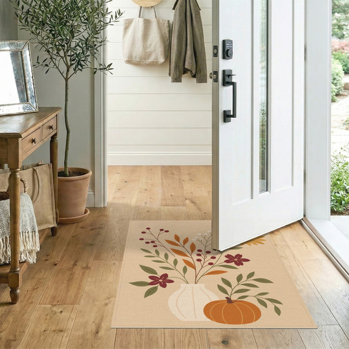Fall Floral Pumpkin Area Rug