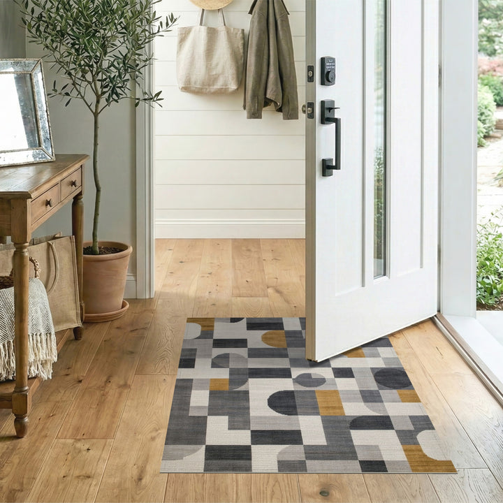 Grey Geometric Modern Area Rug