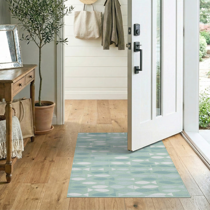 Blue and Teal Blue Teal Fish Area Rug