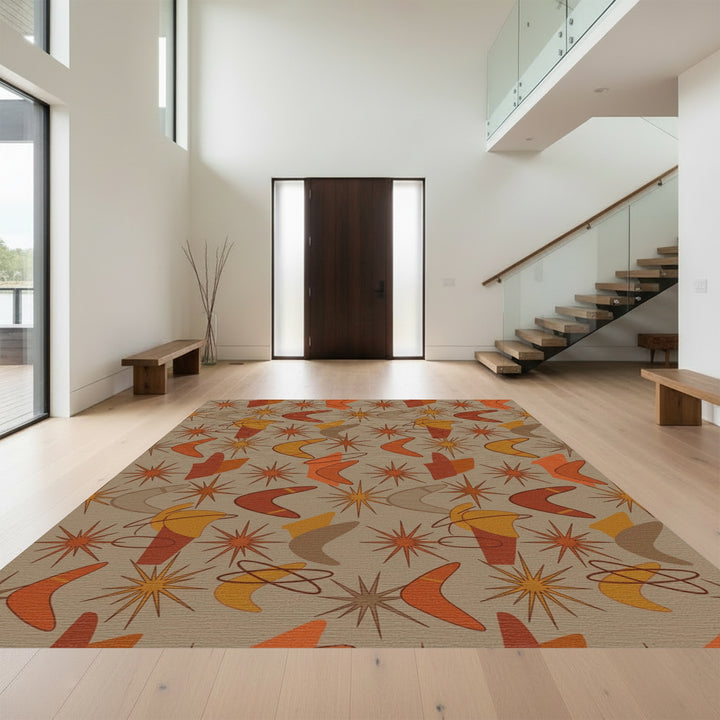 Mid Century Boomarang Starburst Accents Rug
