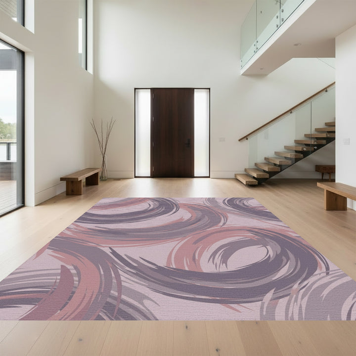 Mauve Rose Swirl Brushstroke Rug