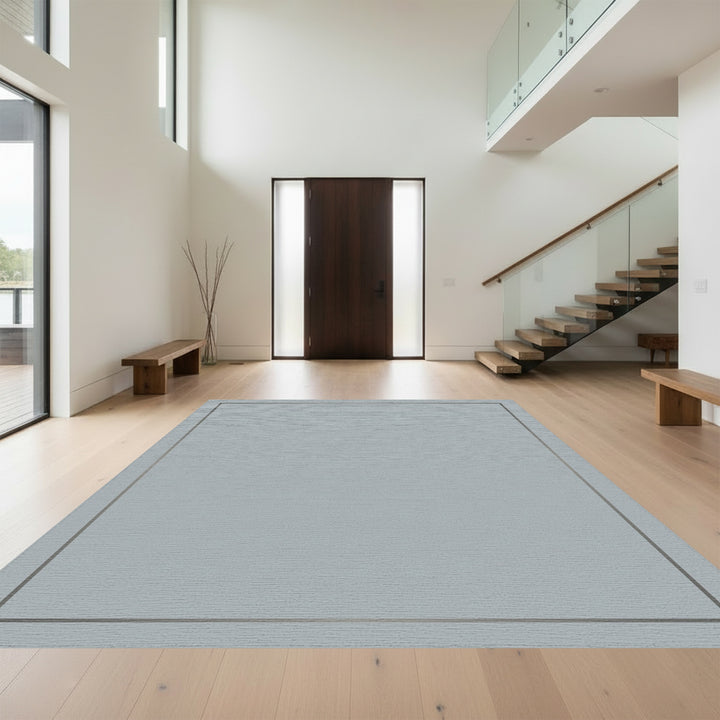 Subtle Gray Border Geometric Rug