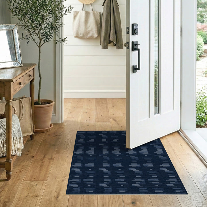 Navy Blue Geometric Area Rug