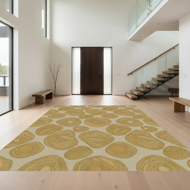 Earthy Ochre Organic Pebble Cluster Rug