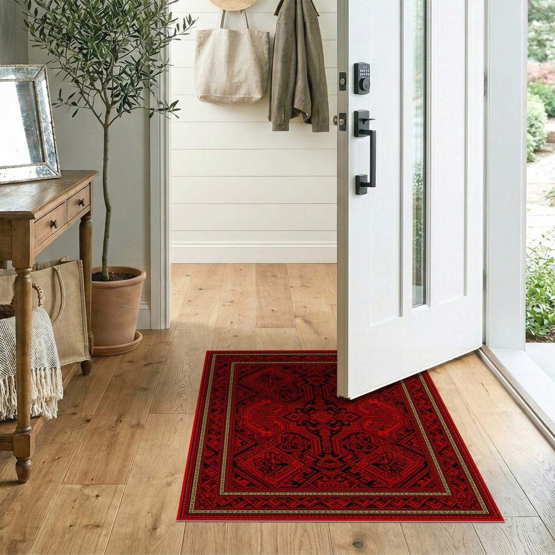 Bold Red Traditional Persian Area Rug