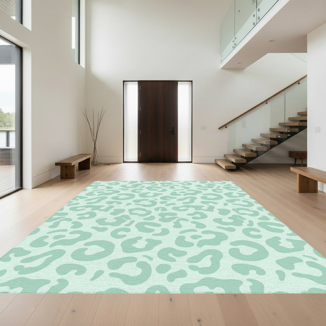 Mint Green Leopard Spots Rug