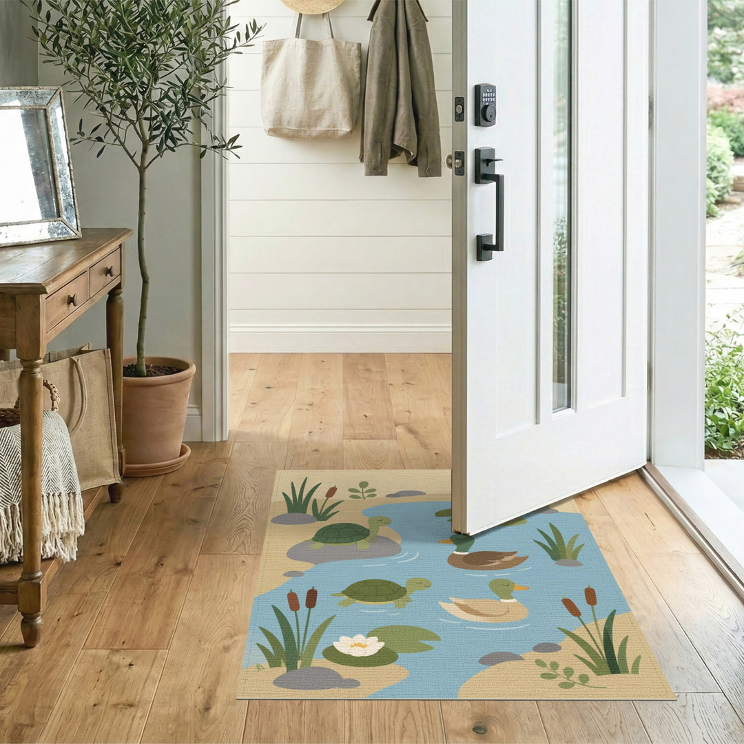 Duck and Turtle Pond Kids Area Rug