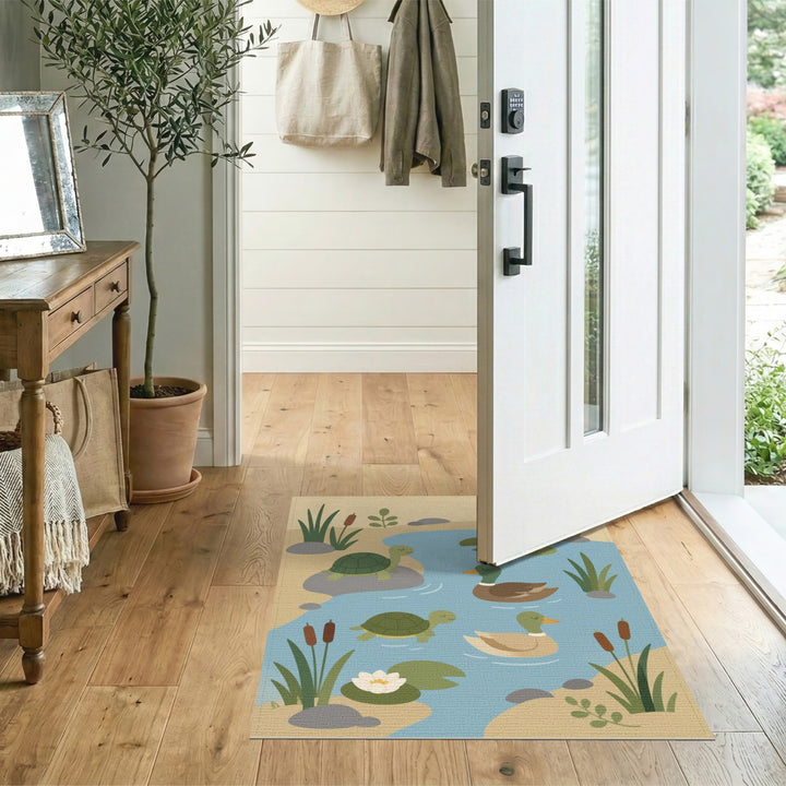 Duck and Turtle Pond Kids Area Rug