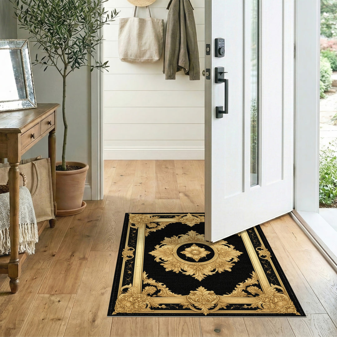 Medallion Ornate Gold Floral Medallion Area Rug