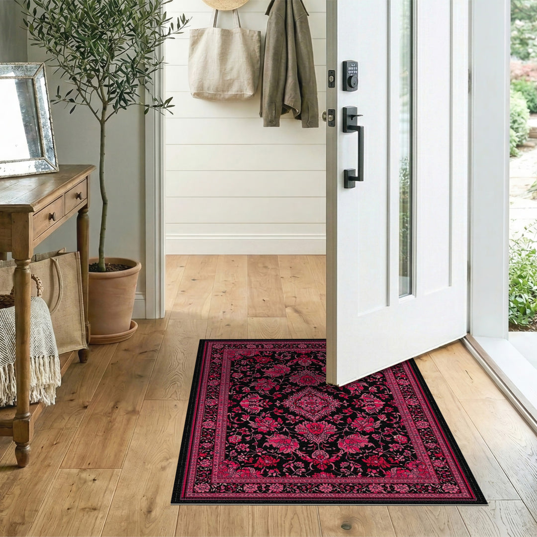 Pink Floral Vintage Area Rug