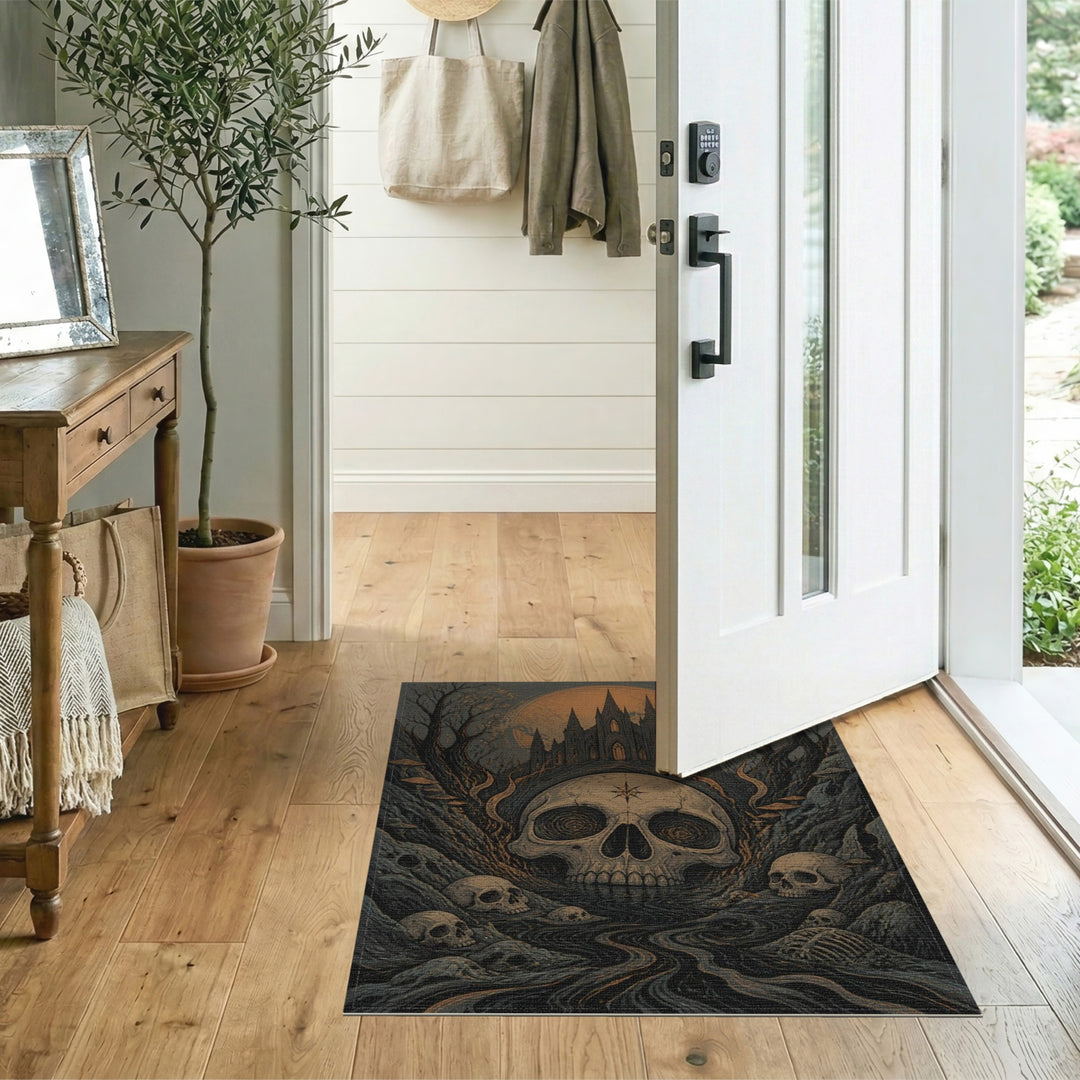 Gothic Skull Moon Area Rug
