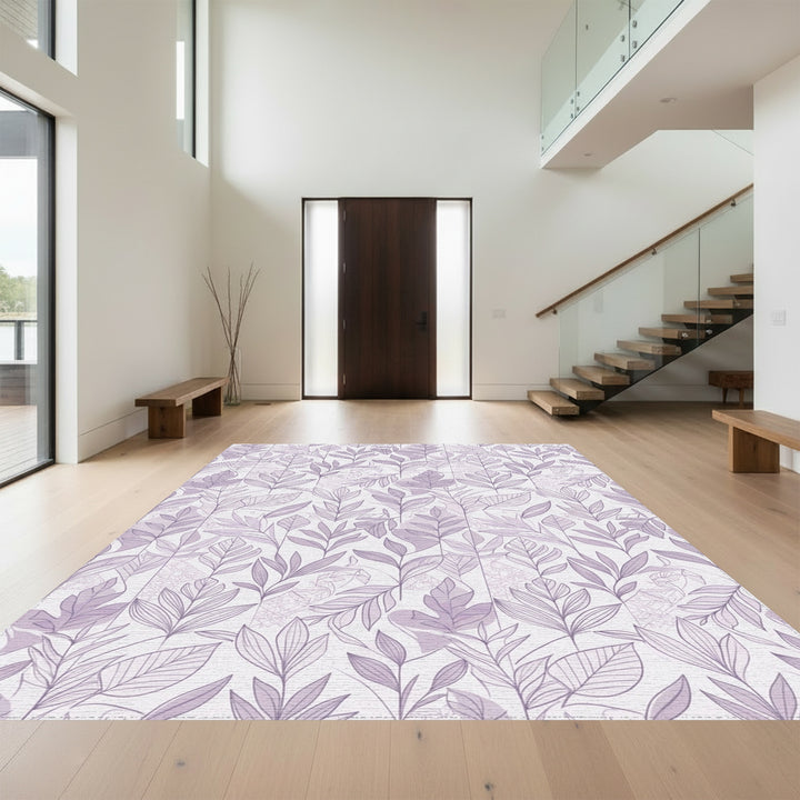 Lavender Botanical Abstract Layered Rug