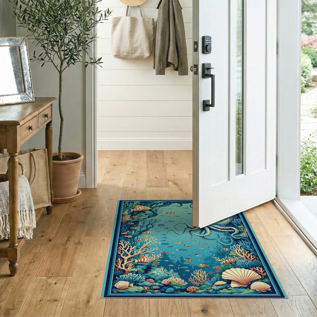 Octopus Reef Washable Area Rug