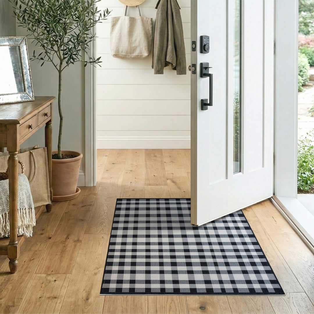 Checkered Geometric Modern Black White Checkered Area Rug