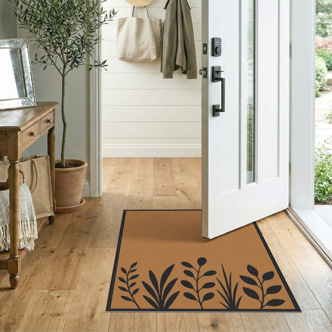 Brown Botanical Silhouette Area Rug