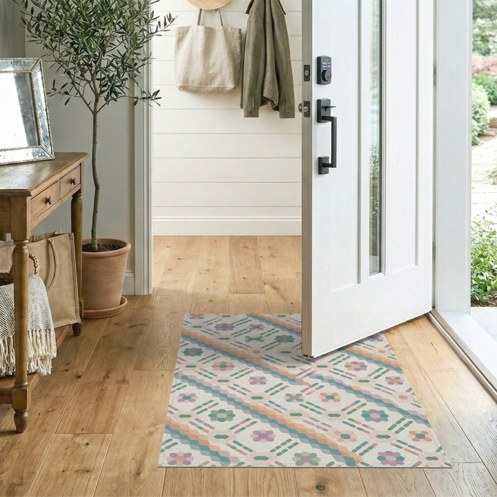 Pastel Floral Geometric Area Rug
