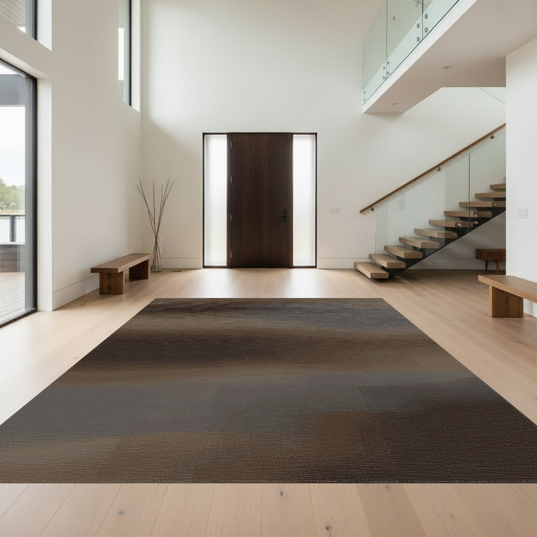 Earthy Brown Camouflage Abstract Rug