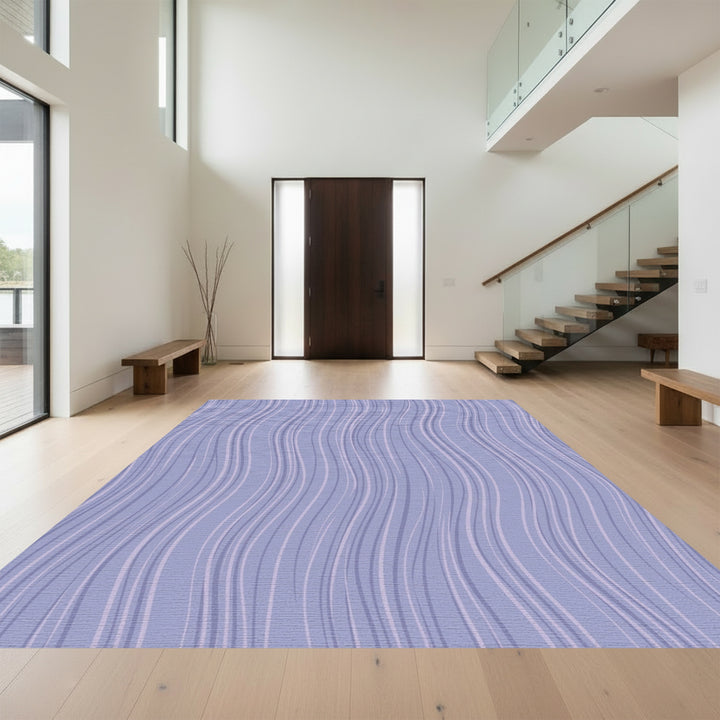 Light Blue Wavy Stripe Rug