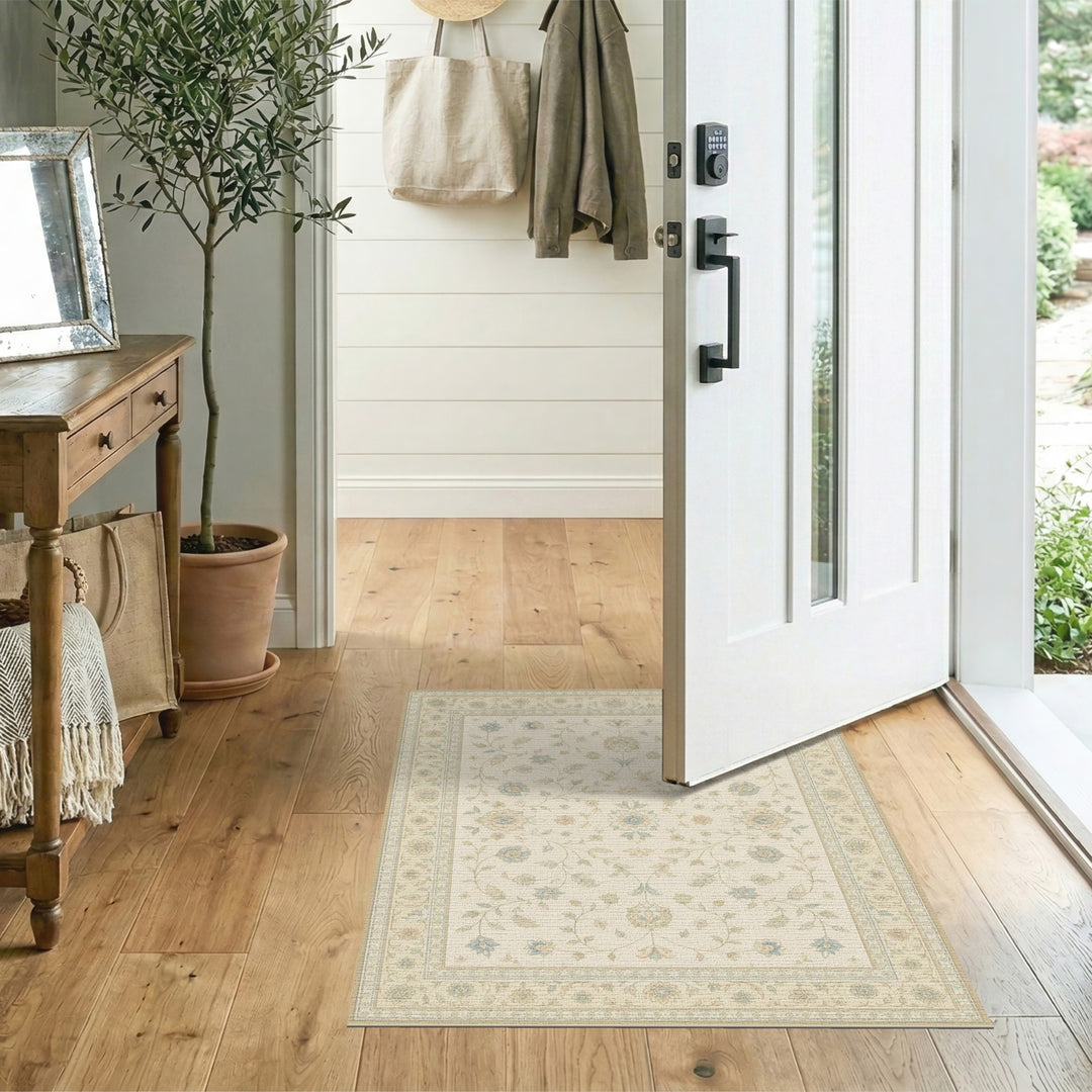 Beige Floral Vintage Area Rug