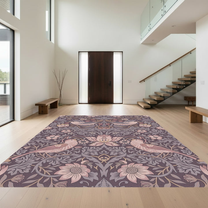 Aubergine Bird Strawberry Garden Rug