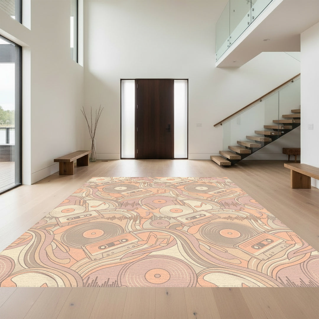 Retro Cassette Vinyl Record Wave Rug