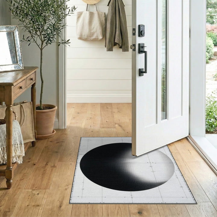 Black White Halftone Circle Area Rug