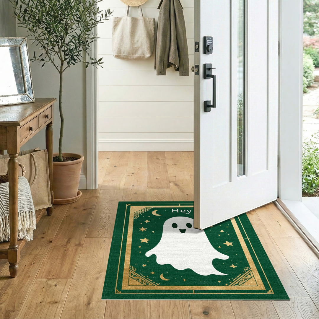 Cute Ghost Green Kids Area Rug