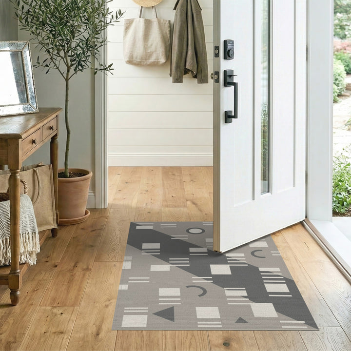 Grey Geometric Modern Area Rug