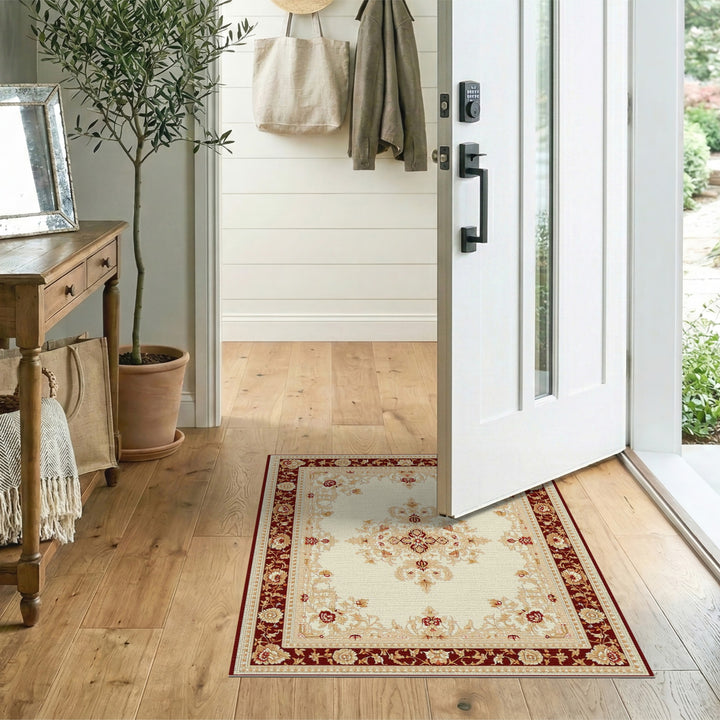 Red Persian Floral Medallion Area Rug