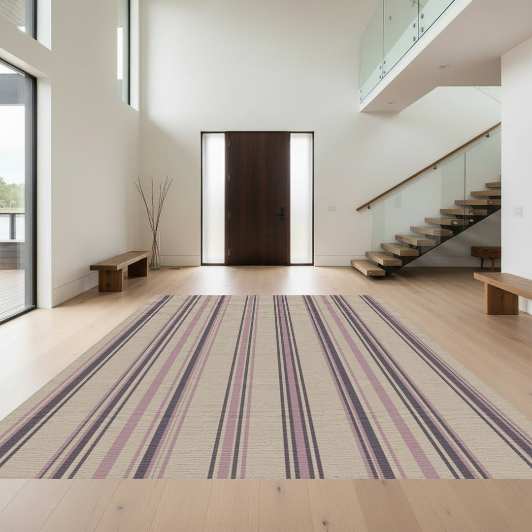 Subtle Plum Stripe Texture Rug