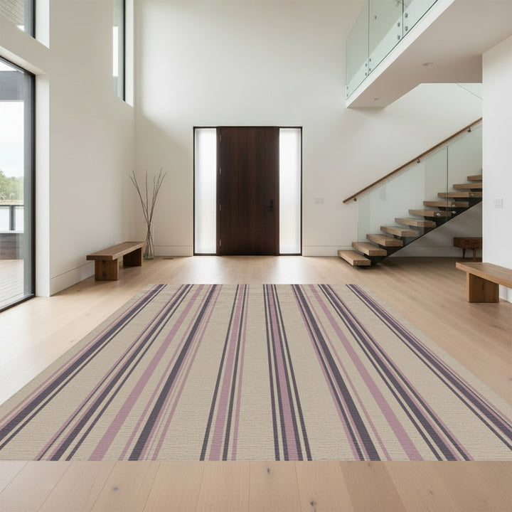 Subtle Plum Stripe Texture Rug