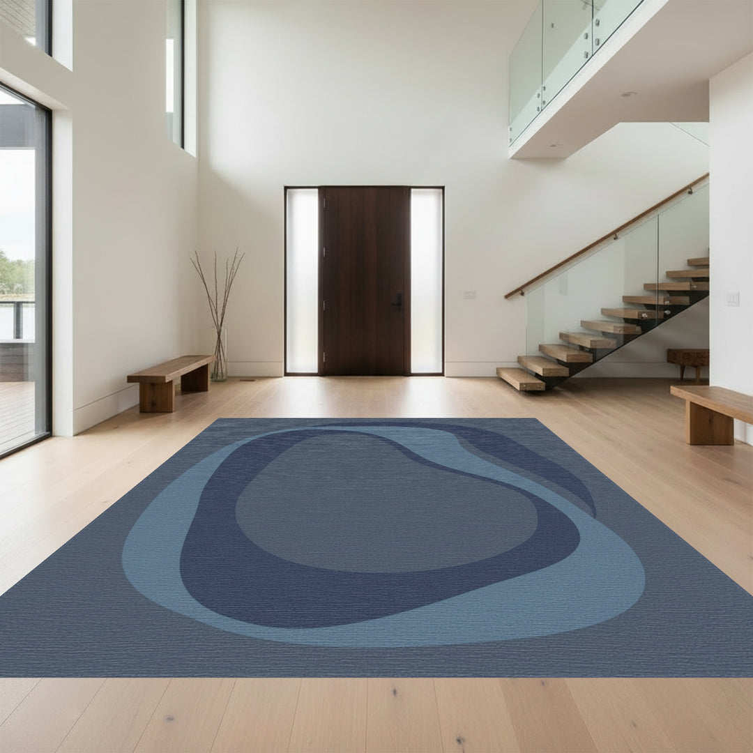 Moody Blue Organic Swirl Rug