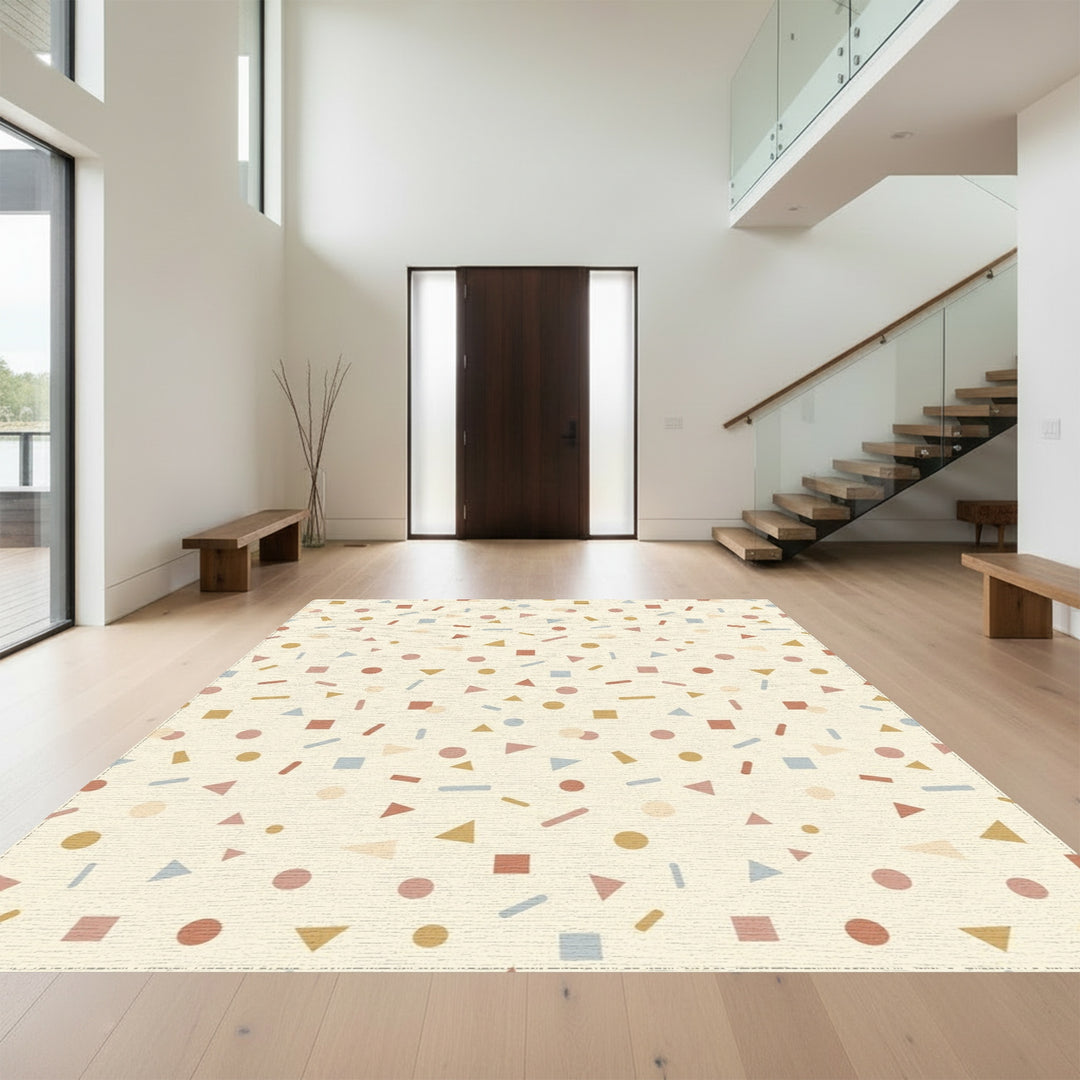 Cream Confetti Geometric Scatter Rug