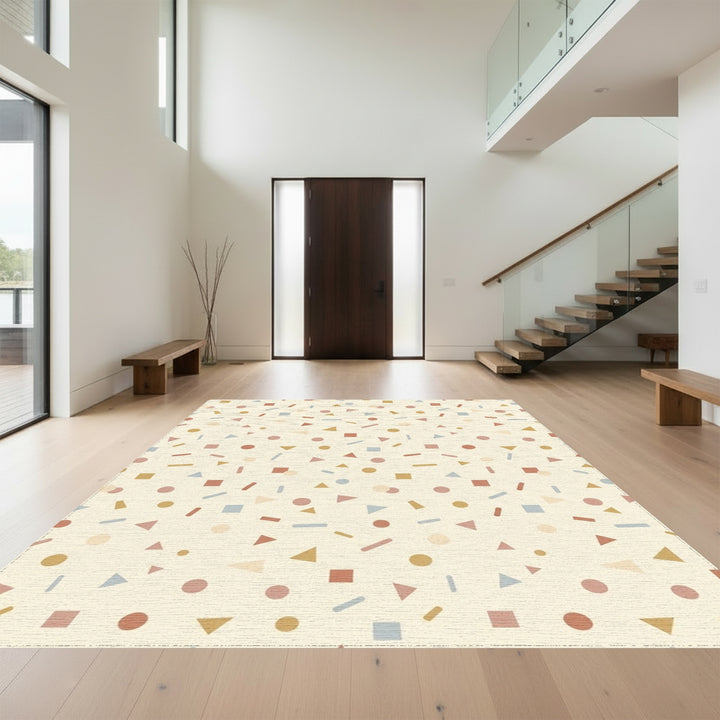 Cream Confetti Geometric Scatter Rug