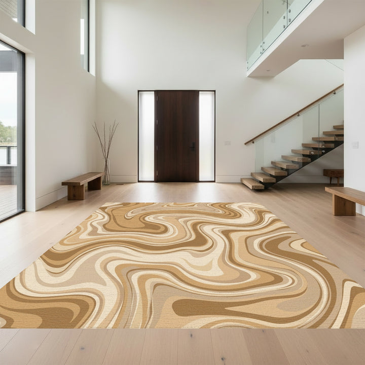 Earthy Tones Swirl Marbling Rug