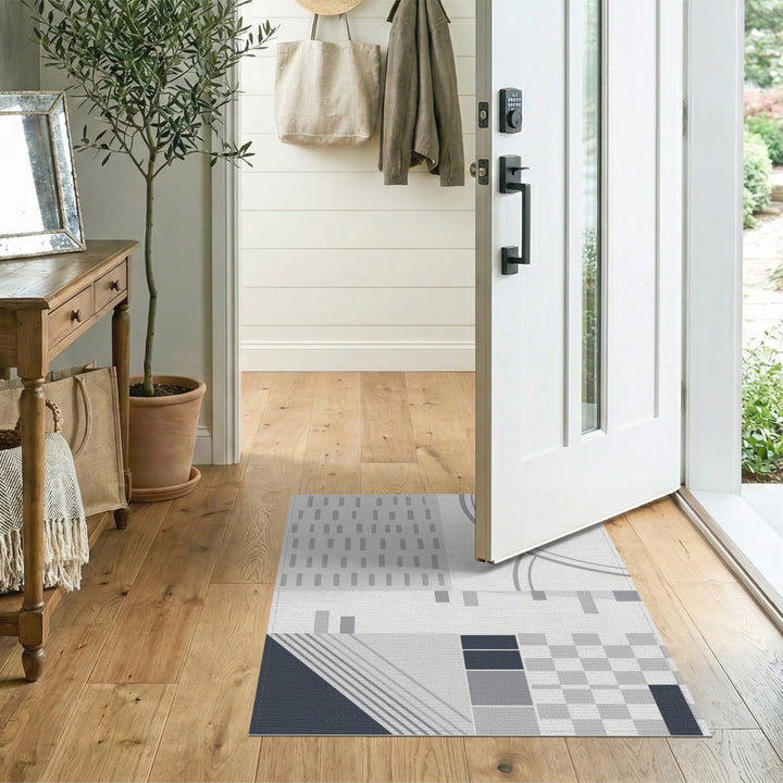 Grey Geometric Modern Area Rug