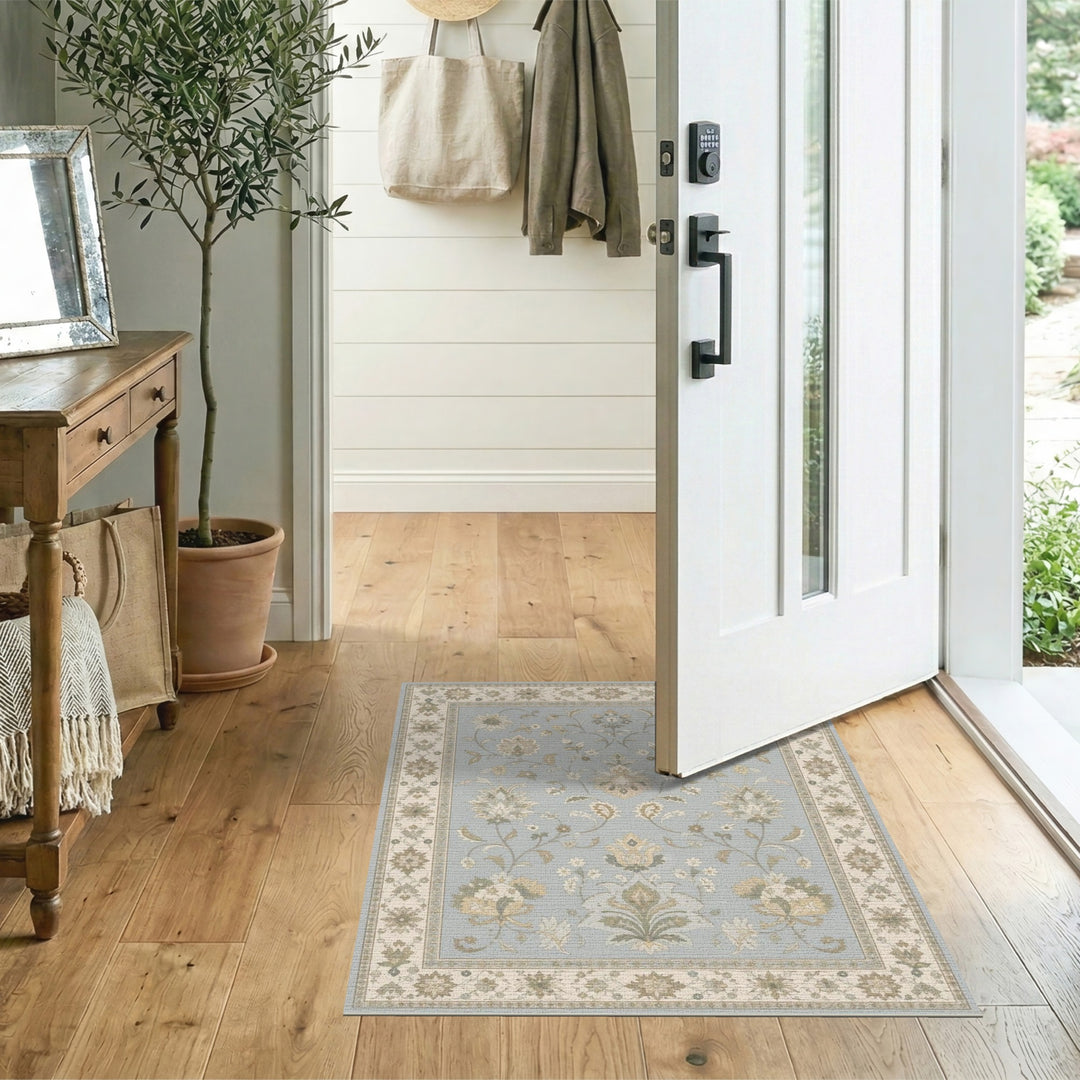 Blue Floral Vintage Area Rug