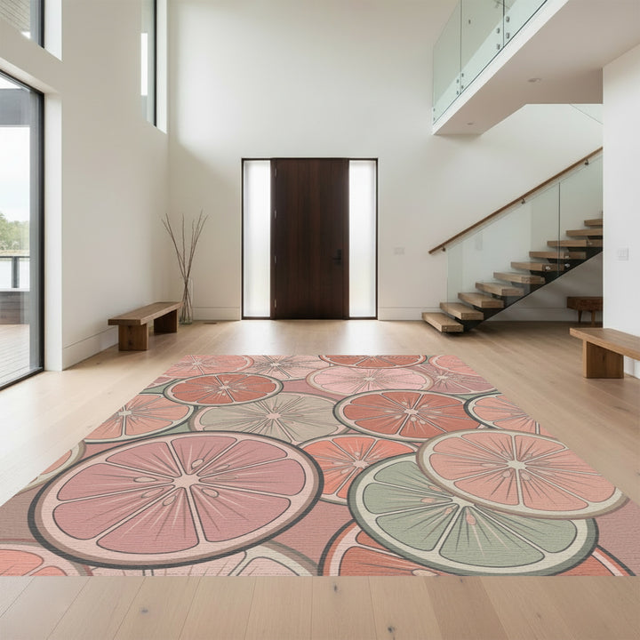 Rosy Citrus Slice Collage Rug