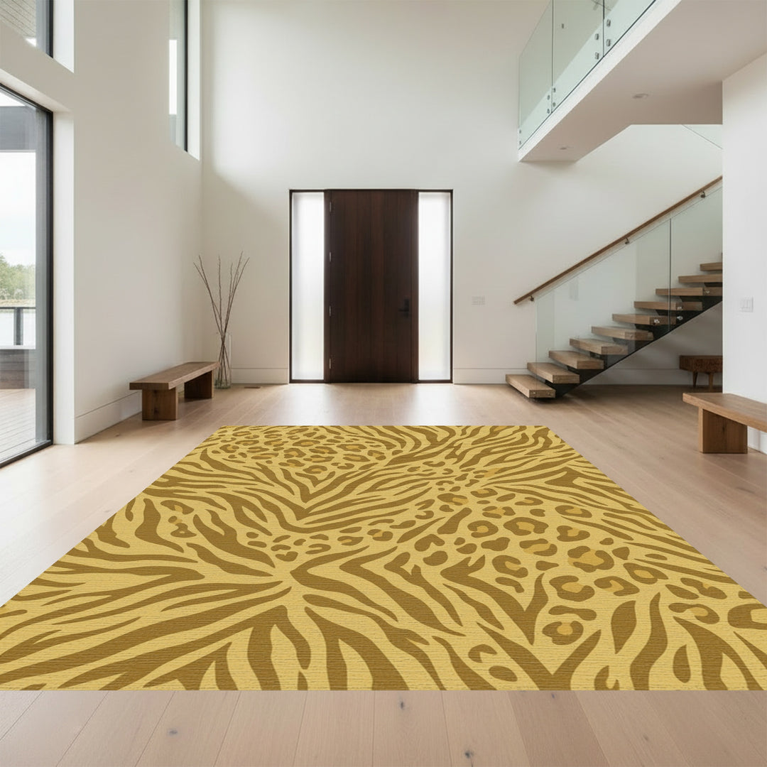 Golden Leopard Zebra Mix Rug