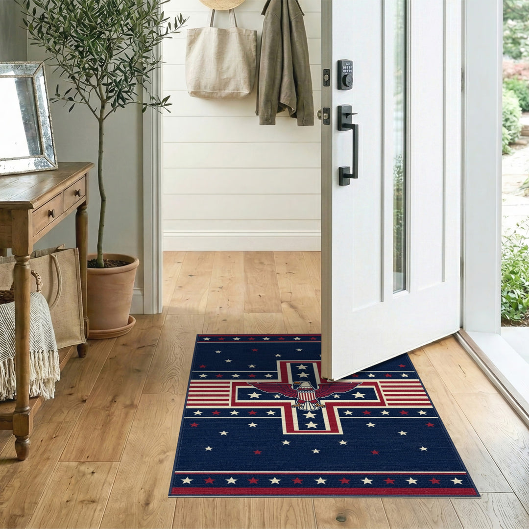 Geometric Modern Patriotic Eagle Area Rug