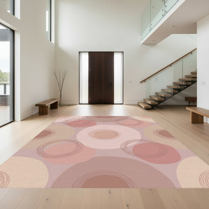 Blush Pink Organic Concentric Circles Rug