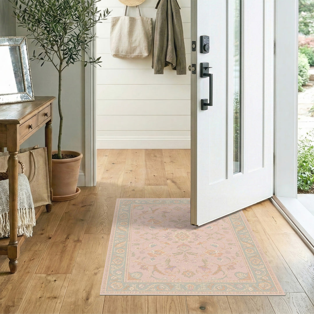 Pink Floral Vintage Area Rug