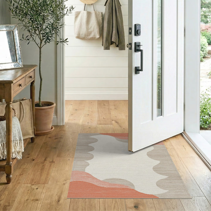 Wave Abstract Orange Wave Area Rug