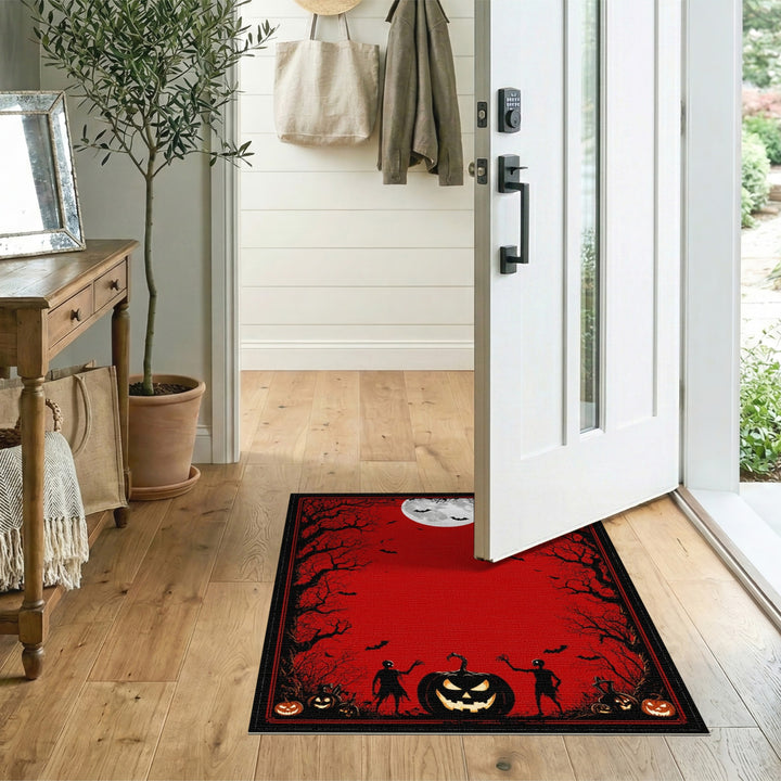 Red Halloween Moon Area Rug