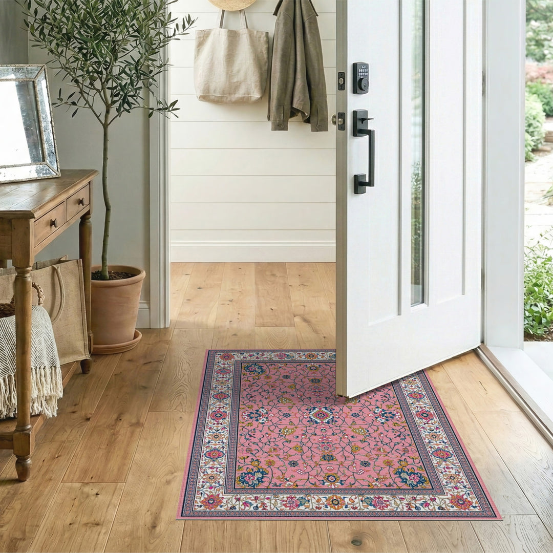 Pink Floral Vintage Area Rug