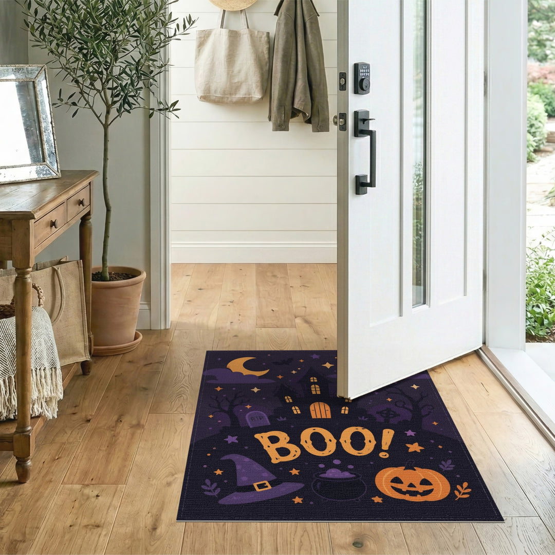 Boo Halloween Haunted House Kids Area Rug