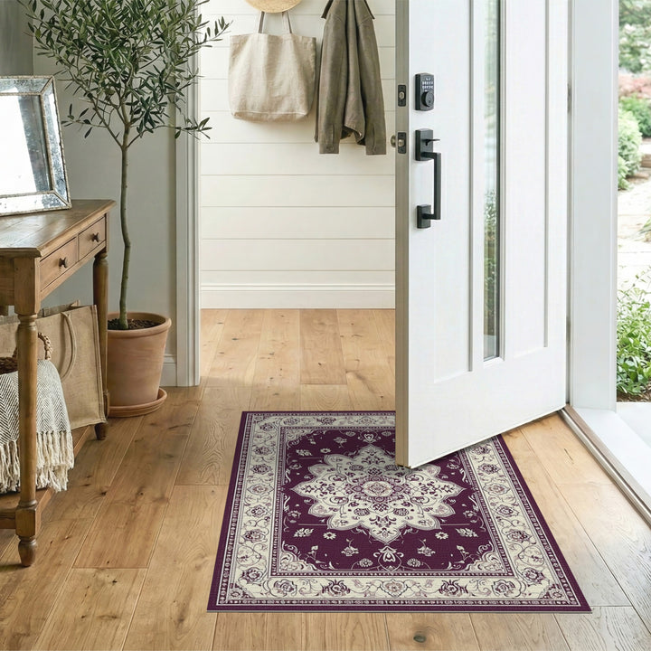 Floral Purple Floral Medallion Persian Area Rug